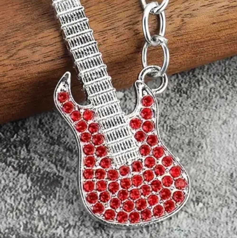 Guitar Rhinestone Key Charm...New - Picture 4 of 4
